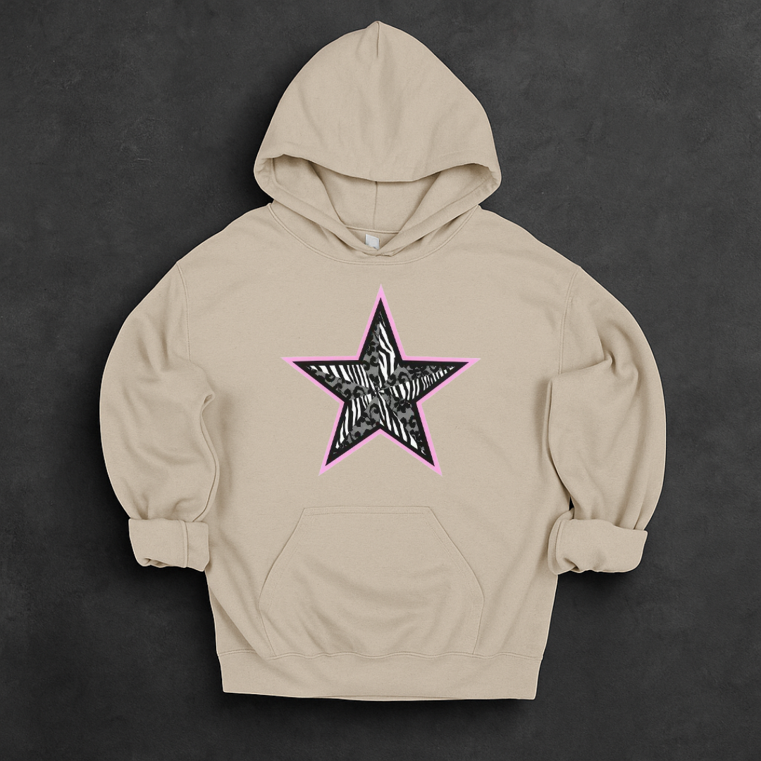 Lace And Leopard Star Print Hoodie