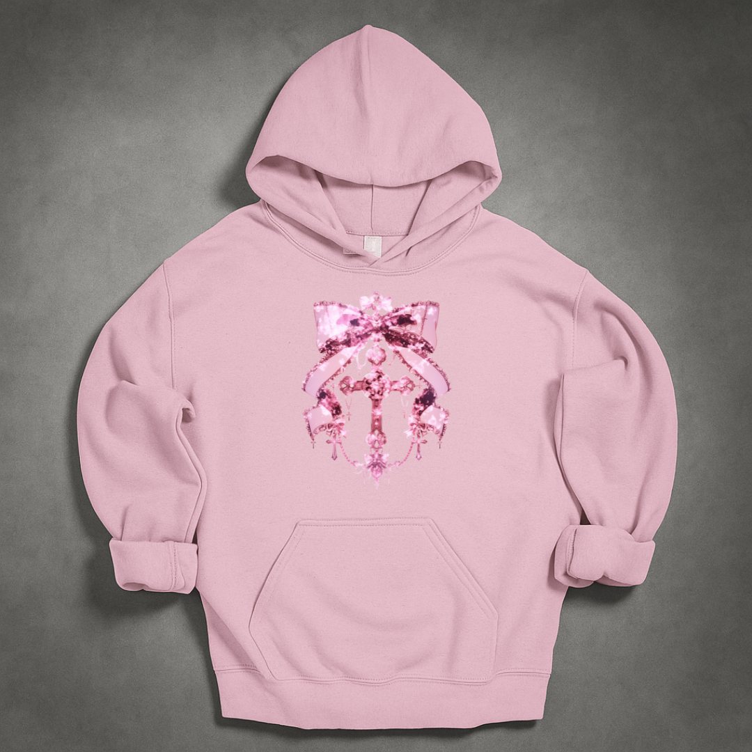 Gothic Big Ribbon ✟ Cross Jewellery Hoodie