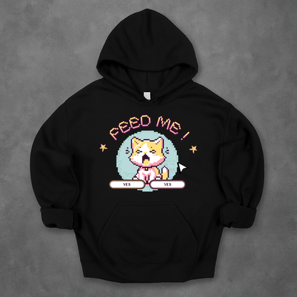 "Feed Me!" Pixel Cat Hoodie