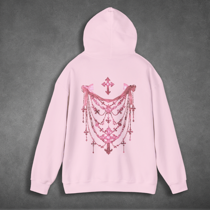 Gothic Pink Skeleton Shaped Chains Hoodie