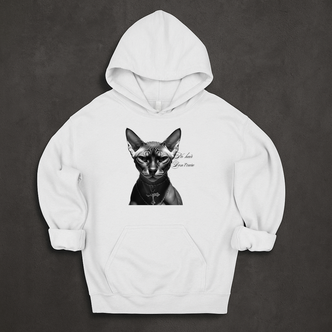 No Hair Don't Care , Funny and Gothic Sphynx Cat Hoodie