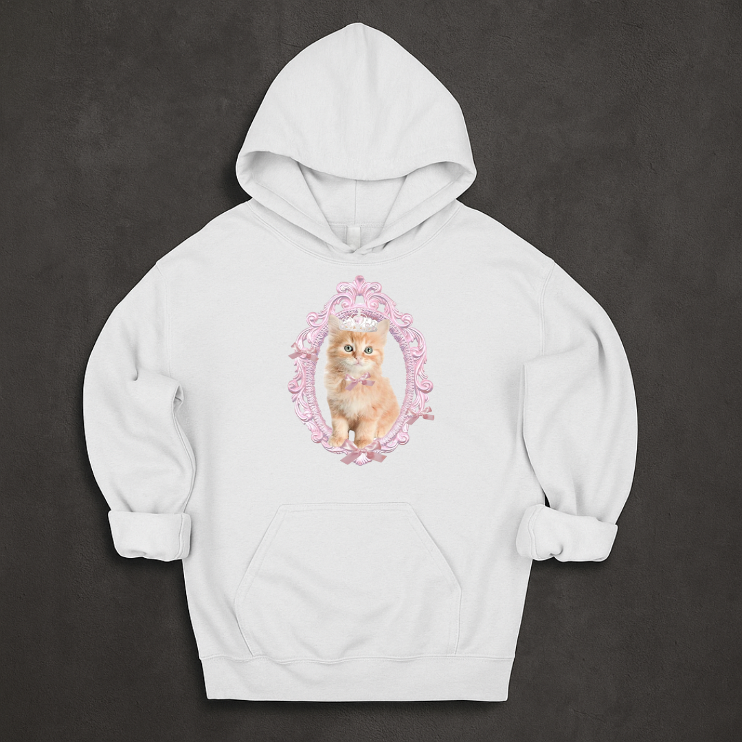 Orange Coquette Cat Hoodie