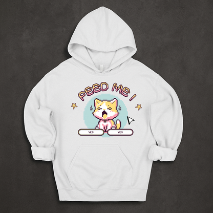 "Feed Me!" Pixel Cat Hoodie
