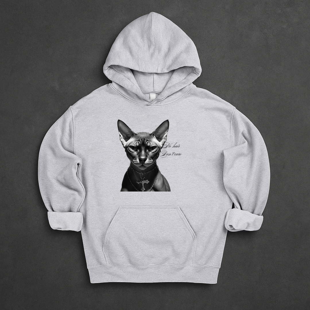 No Hair Don't Care , Funny and Gothic Sphynx Cat Hoodie