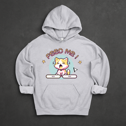 "Feed Me!" Pixel Cat Hoodie