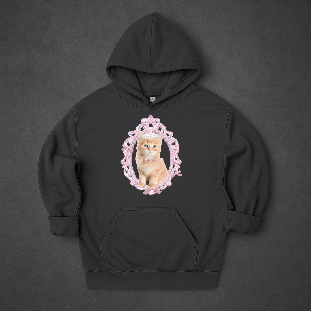 Orange Coquette Cat Hoodie