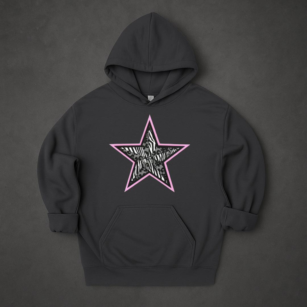 Lace And Leopard Star Print Hoodie