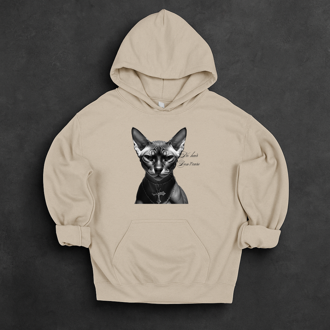 No Hair Don't Care , Funny and Gothic Sphynx Cat Hoodie