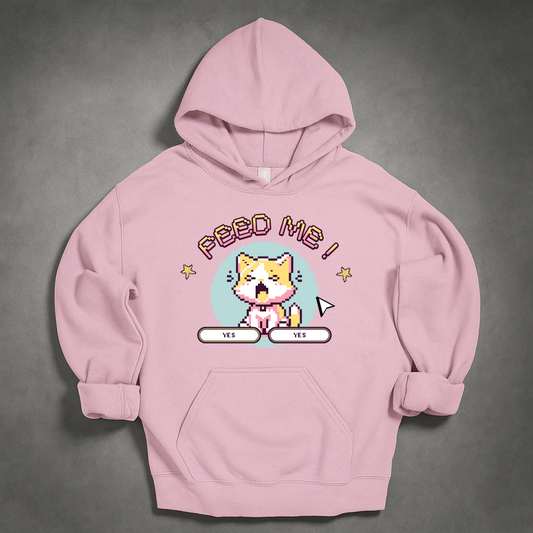 "Feed Me!" Pixel Cat Hoodie